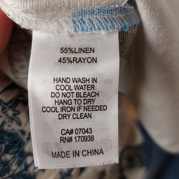 NWT New Linen Blend Pants with Tropical Travel Stamp Print - Medium - Picture 5 of 6